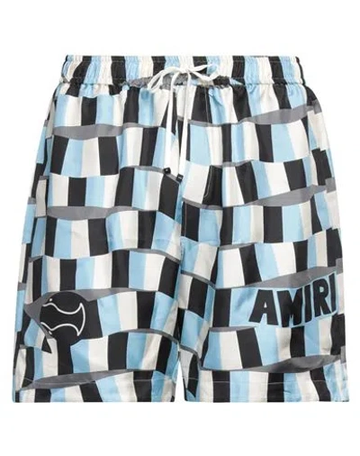 Amiri Man Shorts & Bermuda Shorts Azure Size M Silk In Blue