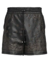 Amiri Laser-cut Bandana Leather Shorts In Black