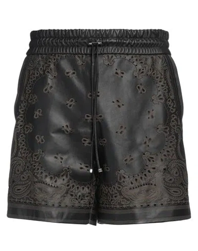 Amiri Laser-cut Bandana Leather Shorts In Black