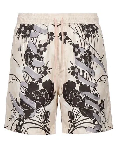 Amiri Man Shorts & Bermuda Shorts Cream Size Xl Silk In White