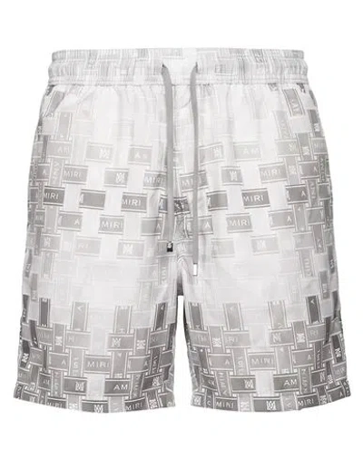 Amiri Man Shorts & Bermuda Shorts Grey Size Xl Silk In White