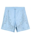 Amiri Man Shorts & Bermuda Shorts Light Blue Size 32 Leather In Blue