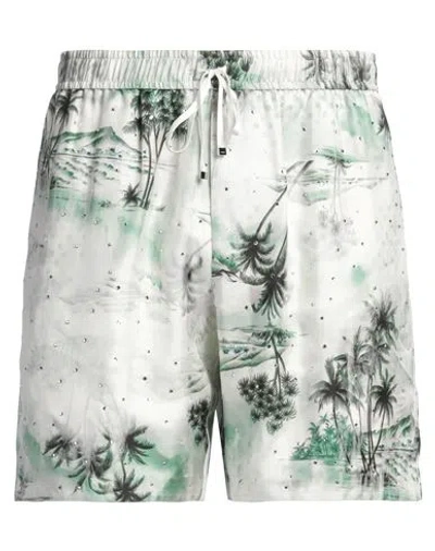 Amiri Man Shorts & Bermuda Shorts Light Green Size L Silk, Glass