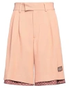 Amiri Double-pleated Twill Viscose Shorts With Polka Dot Detail In Salmon Pink
