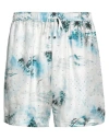 Amiri Man Shorts & Bermuda Shorts Sky Blue Size Xl Silk, Glass