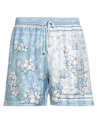 Amiri Man Shorts & Bermuda Shorts Sky Blue Size Xxxl Silk