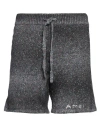 Amiri Wide-leg Embroidered Melangé Knitted Drawstring Shorts In Grey
