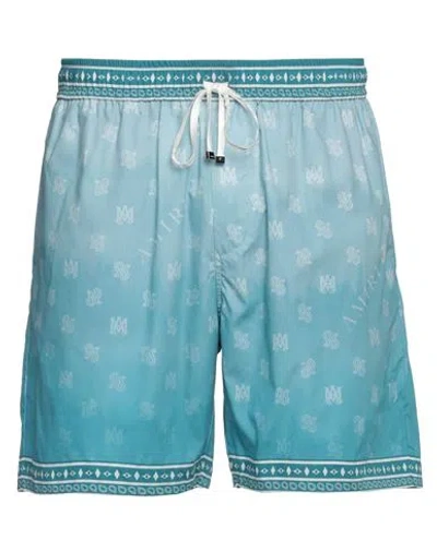 Amiri Man Shorts & Bermuda Shorts Turquoise Size M Cotton
