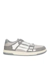 Amiri Gray Crystal Skel Top Low Sneakers In Gray