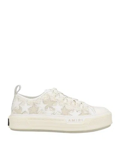 Amiri Man Sneakers Ivory Size 8 Leather, Textile Fibers In White