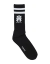 Amiri Logo-intarsia Ribbed Stretch Cotton-blend Socks In Black