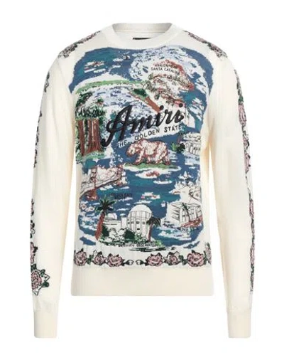 Amiri Man Sweater Ivory Size M Wool, Cotton