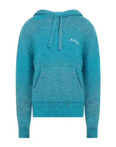 Amiri Man Sweater Turquoise Size L Cotton, Polyamide, Alpaca Wool, Polyester In Blue