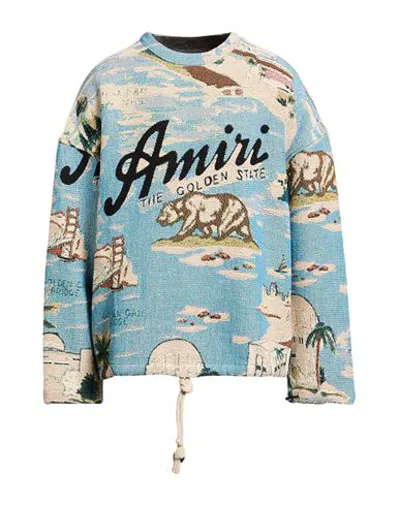 Amiri Man Sweatshirt Sky Blue Size M Cotton