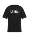 Amiri Black Crewneck T-shirt With Logo Lettering Print On The Front In Cotton Man