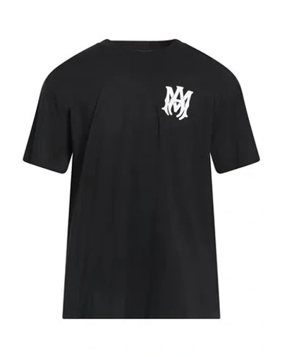 Amiri Black Crewneck T-shirt With Logo Print On The Front And Logo Lettering On The Rear In Cotton Man