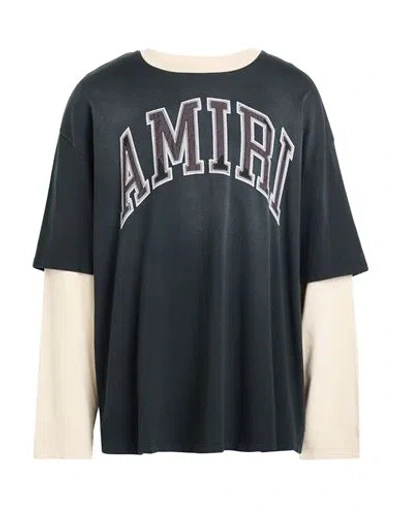 Amiri Man T-shirt Charcoal Size L Cotton, Elastane In Gray