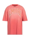 Amiri Man T-shirt Coral Size L Cotton, Elastane In Red
