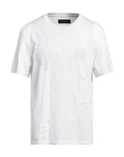 Amiri Crew Neck Distressed Detailing In White