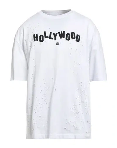 Amiri Hollywood Shotgun Distressed T-shirt In White