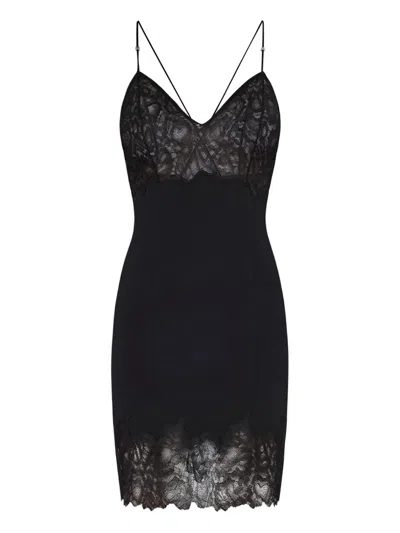 Amiri Marble Lace Mini Dress In Black