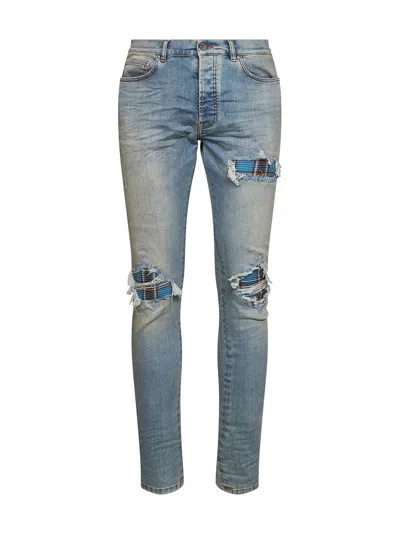 Amiri Medium Indigo Flannel Mx1 Stretch Cotton Denim Jeans In Blue