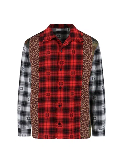 Amiri Button-down Shirt With Structured Collar In Vibrant Red In Multi