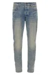 Amiri '3d Bones' Light Blue Jeans With 3d Detail On The Side And Logo Lettering On The Rear In Blue