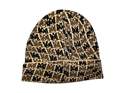 Pre-owned Amiri Men's  All Over Logo Beanie In Brown