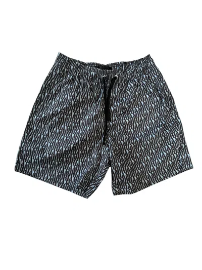Pre-owned Amiri Men's  All Over Logo Swim Shorts In Dusty Blue