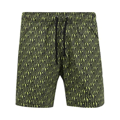Pre-owned Amiri Men's  All Over Logo Swim Shorts In Lime