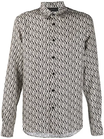 Pre-owned Amiri Men's  All Over Long Sleeve Silk Shirt In Black/white In Multi