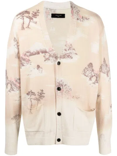 Pre-owned Amiri Men's  Aloha Bleached Cashmere Cardigan Sweater In Canary Yellow