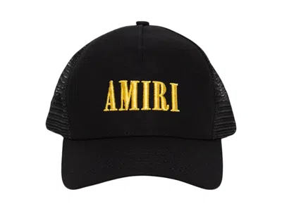 Pre-owned Amiri Men's   Core Logo Trucker Hat In Black/yellow In Multi
