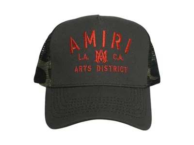 Pre-owned Amiri Men's   Stencil Trucker Hat In Military Green