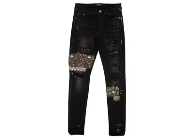Pre-owned Amiri Men's  Artpatch Checker Skinny Jeans In Black