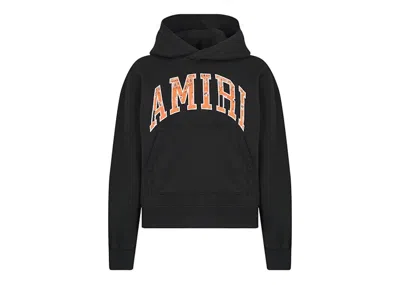 Pre-owned Amiri Men's  Bandana Applique Hoodie In Black/orange In Multi