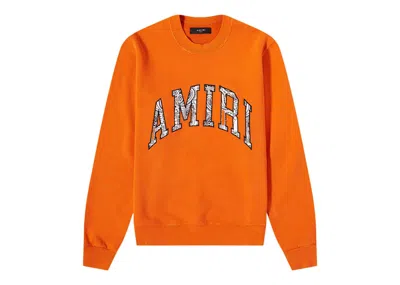 Pre-owned Amiri Men's  Bandana Applique Logo Crewneck Sweatshirt In Orange/white