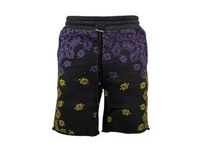 Pre-owned Amiri Men's  Bandana Bleach Shorts In Purple/yellow