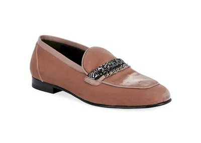 Pre-owned Amiri Men's  Bandana Chain Loafers Velvet Sneakers In Salmon