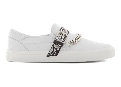 Pre-owned Amiri Men's  Bandana Chain Slip On Sneakers In White