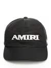 Amiri Men Black Baseball Cap With With Logo Lettering Embroidery In Tech Fabric Man In Black