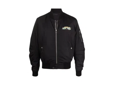 Pre-owned Amiri Men's  Cherub Silk Bomber Jacket In Black
