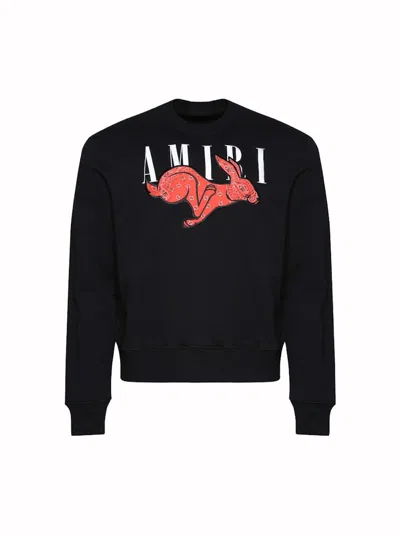 Pre-owned Amiri Men's  Cny Rabbit Logo Crewneck Sweatshirt In Black