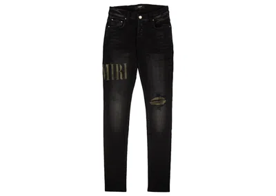 Pre-owned Amiri Men's  Core Applique Denim Skinny Jeans In Black