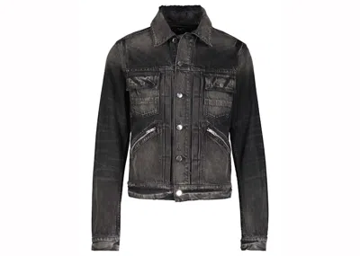 Pre-owned Amiri Men's  Core Double Slanted Trucker Jacket In Black