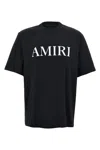 Amiri Black Crewneck T-shirt With Logo Lettering Print On The Front In Cotton Man