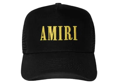 Pre-owned Amiri Men's  Core Logo Trucker Hat In Black/yellow
