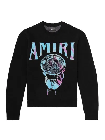 Pre-owned Amiri Men's  Crystal Ball Logointarsia Cashmere Sweater In Black