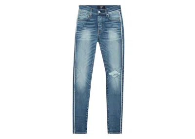 Pre-owned Amiri Men's  Crystal Track Jeans In 70's Indigo In Purple